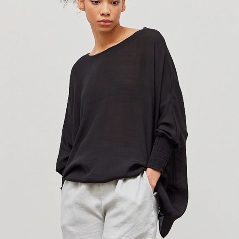 🌼 American Rose Arianna Long Sleeve Silky Gauze Top, Black M/L NEW